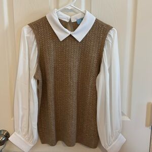Classic and Comfy sweater vest and blouse in one